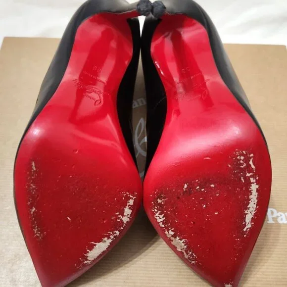 EUC Christian Louboutin Gortik 120 Black Kid Leather Size 7.5, EU Size 38 - Picture 4 of 9